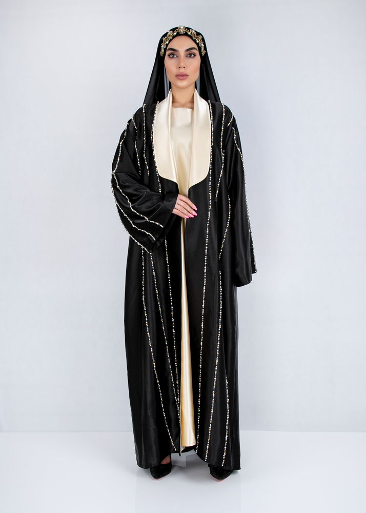 Black abaya with collar
